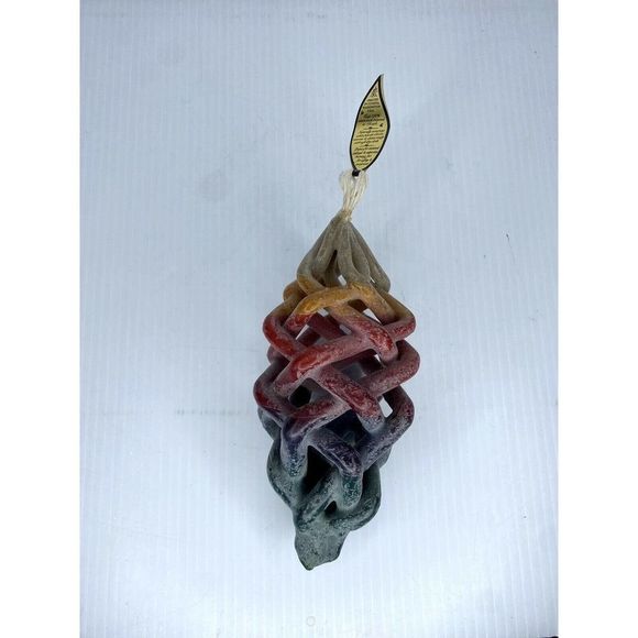 Multi-color Hand Crafted Fine Art Spiral Custom Candle Beeswax 7.5 Inches - Picture 5 of 10